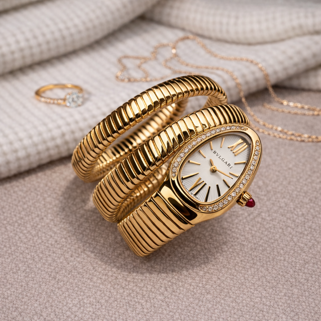 Snake Watch - Golden White Dial