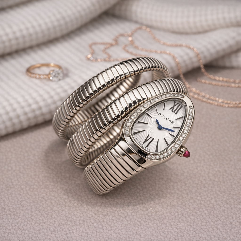 Snake Watch - Silver White Dial