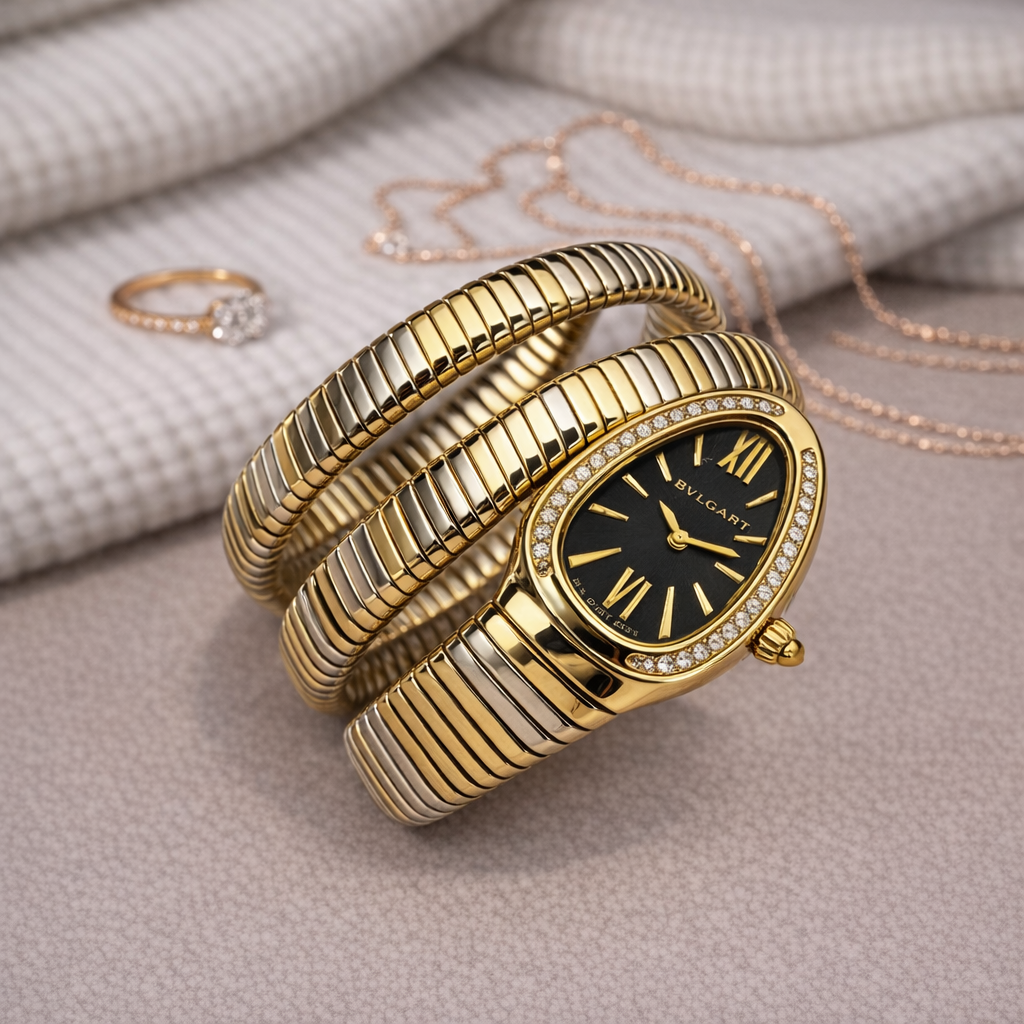 Snake watch - Two Tone Black Dial