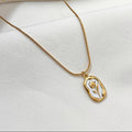 White Octagon Gold Pendant Necklace